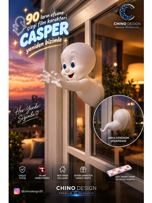 Casper Duvardan Camdan Geçen Dekorasyon Sevimli Hayalet Casper 90'lar