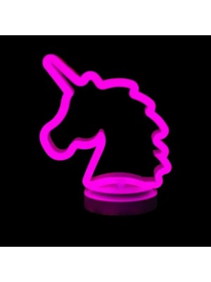 Pileli Store Neon Işıklı Unicorn Masa Gece Lambası