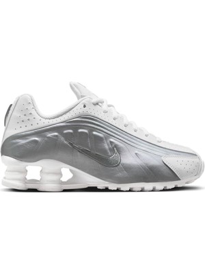 Nike Shox R4 White Silver Womens Sneaker Kadın Günlük Spor Ayakkabı Beyaz Gümüş