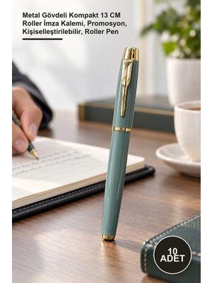 Yenilig 10 Adet Şık Metal Roller Kalem – Metal Gövdeli Kompakt 13 cm Roller Imza Kalemi, Promosyon, Kişiselleştirilebilir, Roller Pen