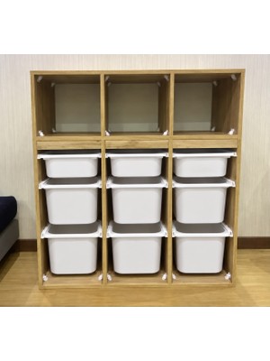 Kitaplıklı Oyuncak Dolabı Meşe Yağmur (Mdf)