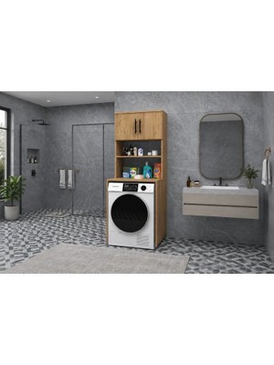 Vivense Enda Home Arin Çamaşır Makinesi Dolabı, Çam, 3 Raflı