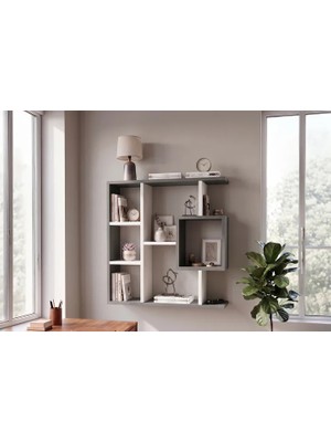 Vivense Enda Home Yegane Çift Kullanımlı Duvar Rafı Beyaz-Antrasit