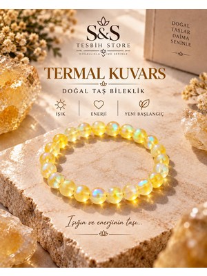 S&s Tesbih Store Termal Kuvars Taşı Küre Kesim Sarı Bileklik (8 Mm)