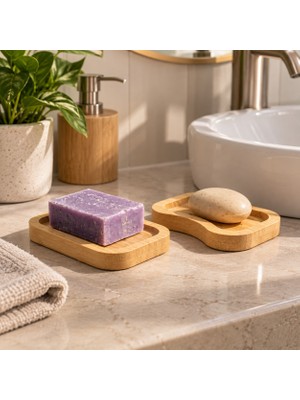 Bambu Ahşap Katı Sabunluk 11,5 cm Süzgeç Kanallı Doğal Sabunluk Banyo ve Mutfak Için