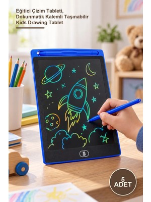 Yenilig 5 Adet Çocuklar Için 10 Inç Renkli LCD Yazı Tableti – Eğitici Çizim Tableti, Dokunmatik Kalemli Taşınabilir Kids Drawing Tablet