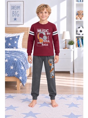 Mutlu City Erkek Çocuk Gez Garson Müzik Temalı Uzun Kollu Pamuk Interlok Pijama Takımı 5305