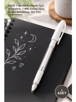 Yenilig 1 Adet Beyaz Jel Kalem – Siyah Yapraklı Defterler Için Jel Kalem, 1 mm Elmas Uçlu, Beyaz Mürekkep, Gel Pen