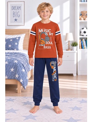 Mutlu City Erkek Çocuk Gez Garson Müzik Temalı Uzun Kollu Pamuk Interlok Pijama Takımı 5305
