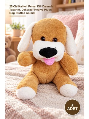 Yenilig 5 Adet Sevimli Peluş Oyuncak Köpek – 25 cm Kaliteli Peluş, Dili Dışarıda Tasarım, Dekoratif Hediye Plush Dog Stuffed Animal