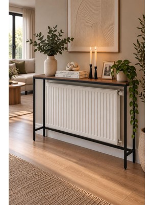 HADİD METAL DİZAYN Petek Önü Dresuar 90X90X25 cm | Ahşap Mdf Tablalı Metal Konsol | Antre Koridor Sehpası