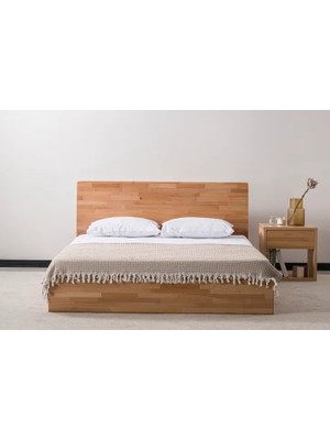 Vivense Nordik Ahşap Başlıklı Masif Kayın Karyola, Natural, 150X200