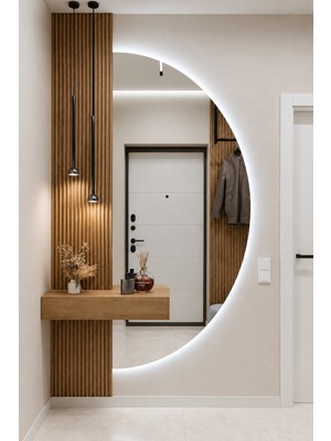 Ant Home Yarım Ay Ledli Ayna Boy Aynası Dekoratif Duvar Aynası – Beyaz/günışığı LED 120X60 160X60 180X75 200X100