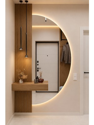 Ant Home Yarım Ay Ledli Ayna Boy Aynası Dekoratif Duvar Aynası – Beyaz/günışığı LED 120X60 160X60 180X75 200X100