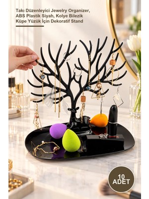 Yenilig 10 Adet Geyik Tasarımlı Takı Standı – Takı Düzenleyici Jewelry Organizer, Abs Plastik Siyah, Kolye Bilezik Küpe Yüzük Için Dekoratif Stand