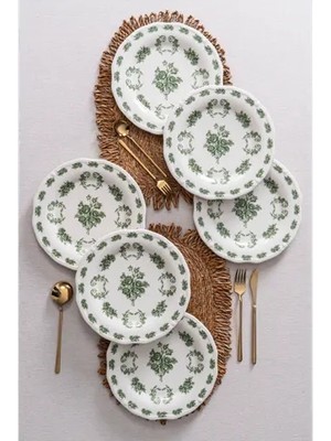 Vivense Flowers Green 6 Lı Servis Tabağı Seti