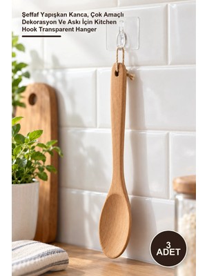 Yenilig 3 Adet Yapışkanlı Mutfak Askısı – Şeffaf Yapışkan Kanca, Çok Amaçlı Dekorasyon ve Askı Için Kitchen Hook Transparent Hanger