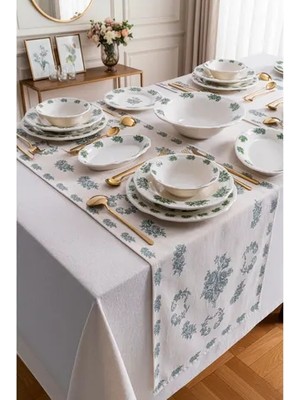 Vivense Flowers Green Yemek Takımı 24 Parça 6 Kişilik