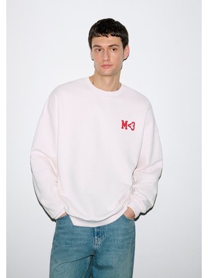 Mavi M Kalp Işlemeli Bisiklet Yaka Pembe Sweatshirt 0S10577-70989