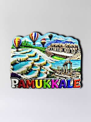 Mundy Pamukkale Polyester Kabartmalı Magnet  7x5,5 cm Şehir Magneti Dekoratif Hediyelik Buzdolabı Süsü (KOD:1856)