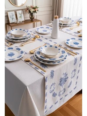 Vivense Flowers Blue Yemek Takımı 24 Parça 6 Kişilik