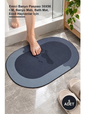 Yenilig 5 Adet Süper Emici Banyo Paspası – Emici Banyo Paspası 38X58 Cm, Banyo Matı, Bath Mat, Evcil Hayvanlar Için