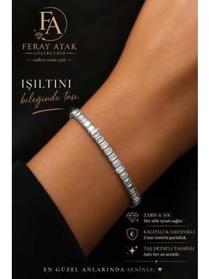 Feray Atak Collection Silver Suyolu Taş Detaylı Bileklik