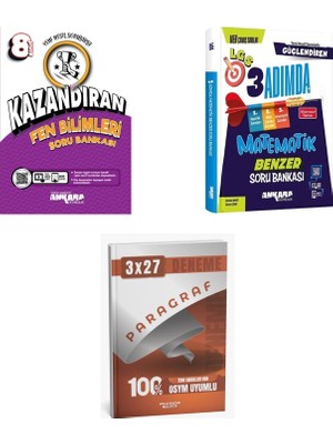 Anla Kazan Yayınları 2027 Ankara 8. Sınıf Fen Kazandıran Bilimleri + Matematik Lgs Güçlendiren 3 Adımda Benzer Soru + Ankapade 3'lü Set