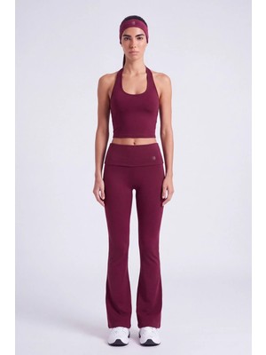 Holly Lolly Beli Kıvrımlı Flare Ellen Tayt Pantolon Bordo