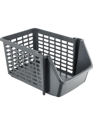 Eynel 5 Adet Çok Amaçlı Katlı Geçmeli Organizer, Pratik Dolap Içi Lavabo Altı Evye-Tezgah Üstü Buzdolabı Mutfak Banyo Çamaşır Makinesi Ev Düzenleyici Plastik Sepet (5 Adet - Antrasit)