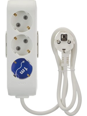 Viko Multi-Let Üçlü Priz Topraklı Kablolu Çocuk Korumalı 1 mt