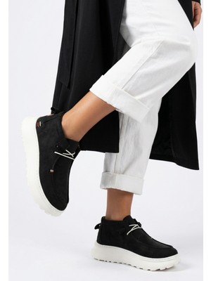 Keçeli Raru Siyah Süet Bağcıklı Bot