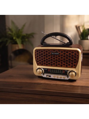 Ttt Nostalji Müzik Kutusu - Solar Panelli - Şarjlı - Aux Girişi - LED Fener - Bluetooth