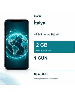 Italya Esım Internet Paketi Günlük 2 GB 1 Gün