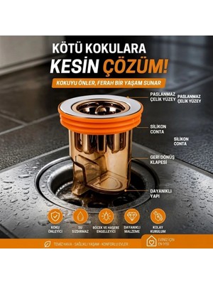 Go İthalat Gider Kokusu ve Böcek Önleyici Gider Kapağı, Duş ve Lavabo Için Geri Akış Önleyici Plastik Yer Süzgeci Kapağı (5263)