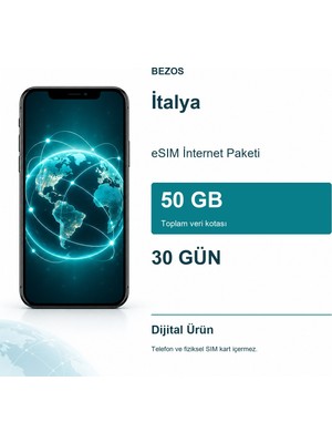 Italya Esım Internet Paketi 50 GB 30 Gün