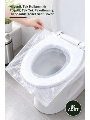 Yenilig 50 Adet Klozet Kapağı Poşeti – Hijyenik Tek Kullanımlık Poşetli, Tek Tek Paketlenmiş, Disposable Toilet Seat Cover