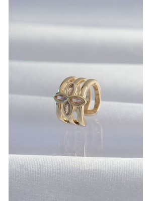 Birsence Pirinç Renk Yonca Earcuff Küpe