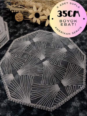 Birsence Supla, Gri Renk Amerikan Servis 6lı Supla, 6 Adet Supla, 6lı Tabak Altlığı