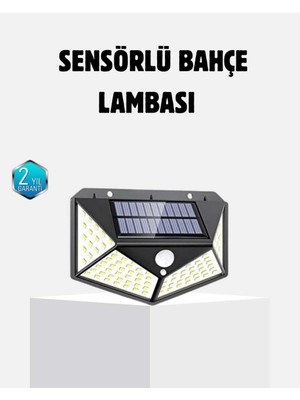 Birsence Güneş Enerjili 100 LED Dış Mekan Lamba Hareket Sensörlü, Uzun Süreli Şarj Solar Aydınlatma