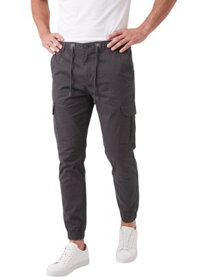 Deepsea Erkek Slim Fit Likralı Füme Kargo Cepli Jogger Pantolon – Ipli Bel Lastikli Paça 2600589
