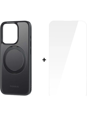 Baseus iPhone 15 Pro Skyring Serisi Standlı Magsafe Manyetik Kılıf + Tempered Ekran Koruyucu SET-(5775)