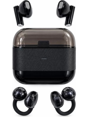Nemere İthalat Kablosuz Bluetooth Kulaklık 2’si 1 Arada Klipsli Kulak Içi 4’lü Siyah Nemere Ithalat