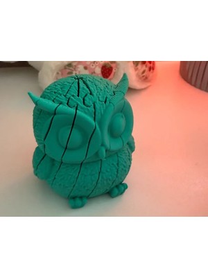 Birsence 3D Baskı Hareketli Baykuş Figürü - Eklemli Flexi Oyuncak - Mint