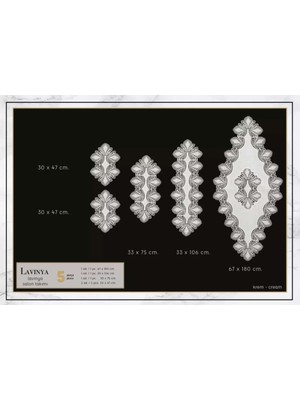 Birsence Lavinya Model - 5 Parça Keten Dantelli Runner Seti Salon Takımı