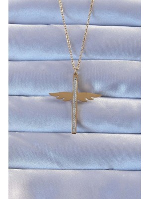 Birsence 316L Çelik Renk Zirkon Taşlı Mikail Kolye