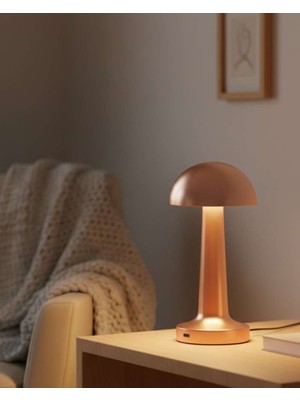 Birsence Bronz Dokunmatik Masa Lambası 3 Renk LED Şarjlı Kablosuz USB Çıkışlı