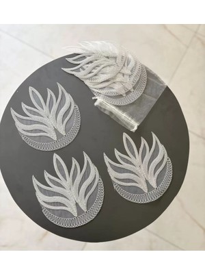 Birsence 6 Lı Dantel Kahve Sunumluğu 15X15 cm Asorti Desenli Zarif Sunum Aksesuarı