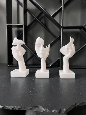 Todekora Abstract Yüz Heykel Seti 3'lü Beyaz Minimal Dekor