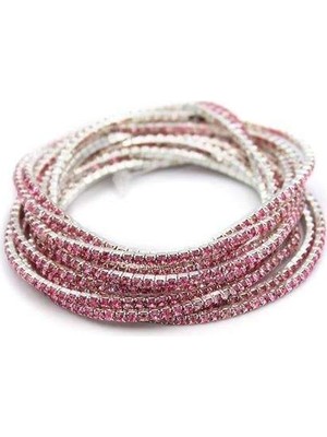 Birsence 6'lı Lastikli Bileklik - Pembe — Renk: Pembe